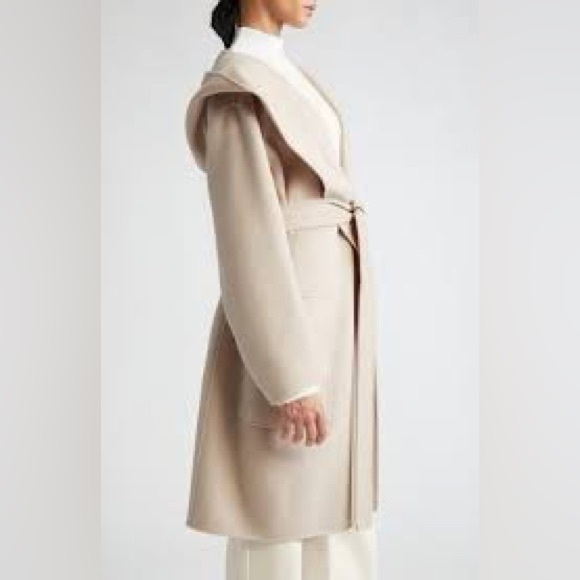NWT ‘S Max Mara ‘Priscilla’ Sand Midi Wrap 100% Virgin Wool Coat Size: M/L Fall - Picture 3 of 9